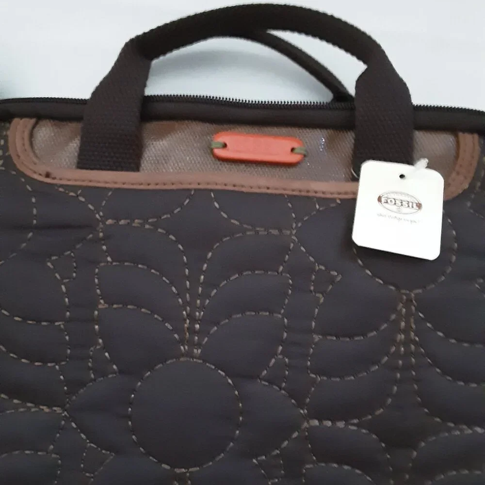 NWT‎ Fossil Key Per Netbook Tablet Brown and Orange Bag